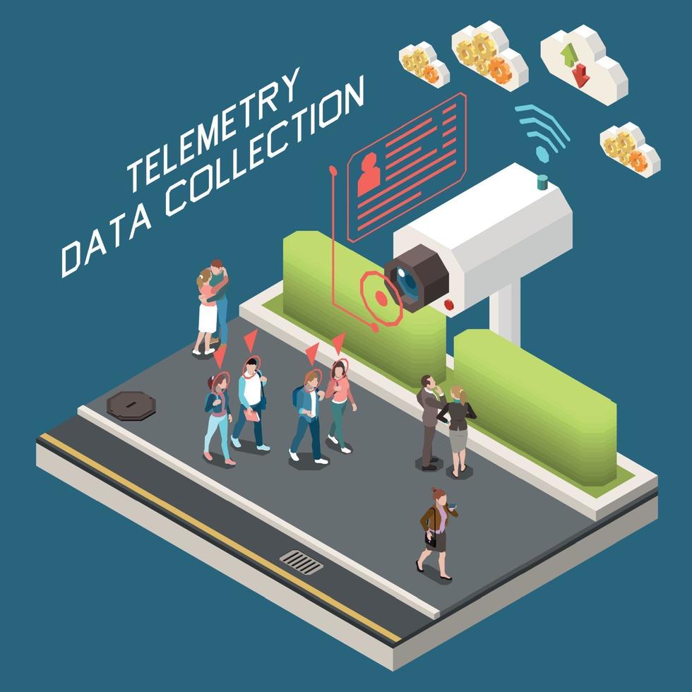 Telemetry Isometric Concept vector