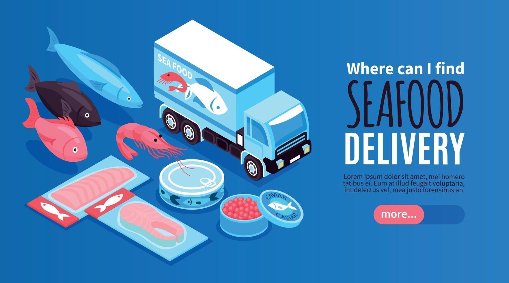 Seafood Delivery Horizontal Banner vector