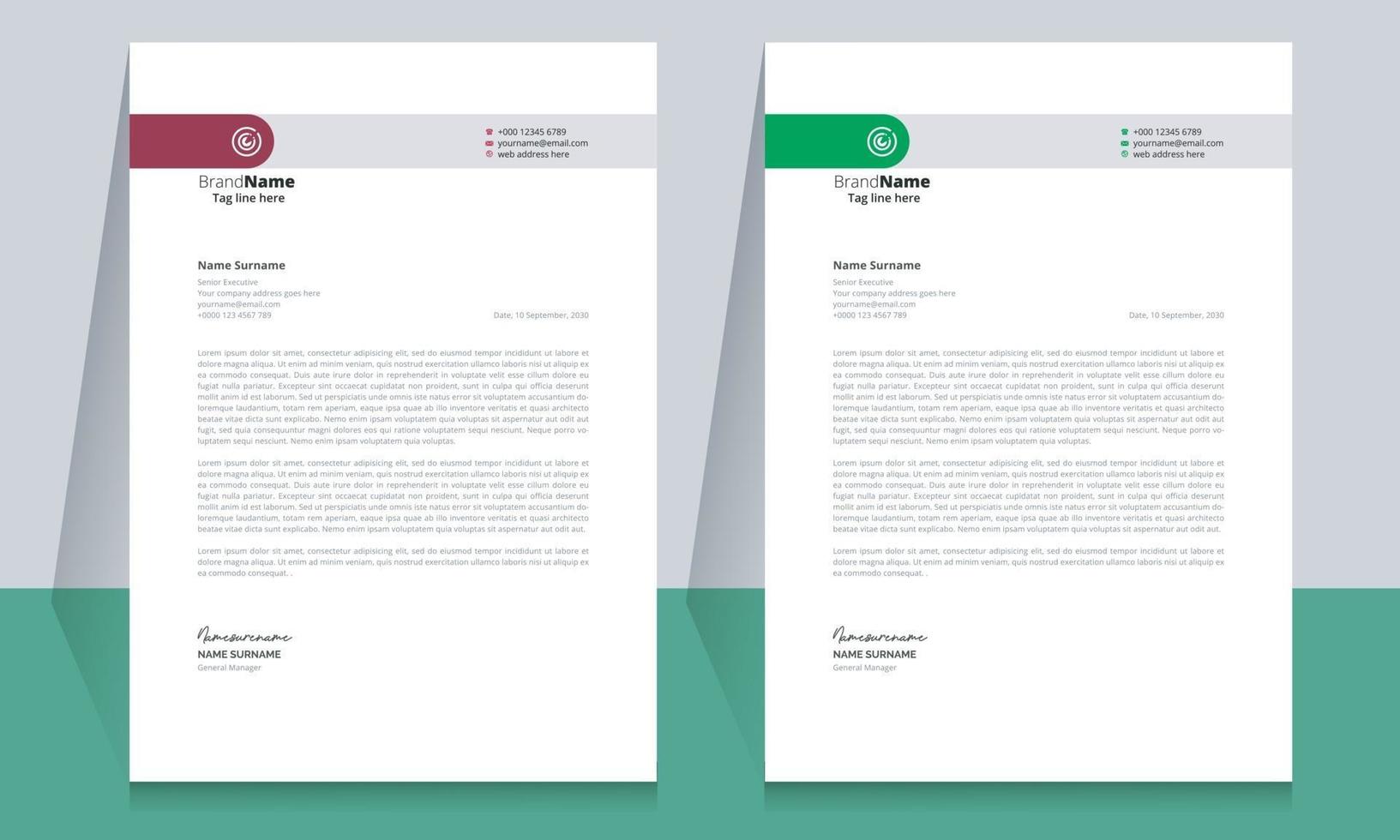 Creative clean business letterhead template design vector