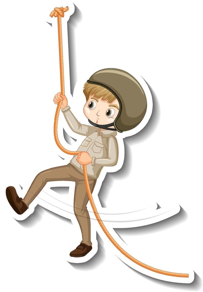 A sticker template of boy cartoon character vector