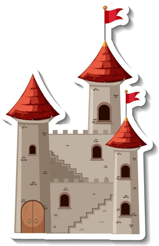 Pegatina de dibujos animados de castillo y fortaleza de piedra vector