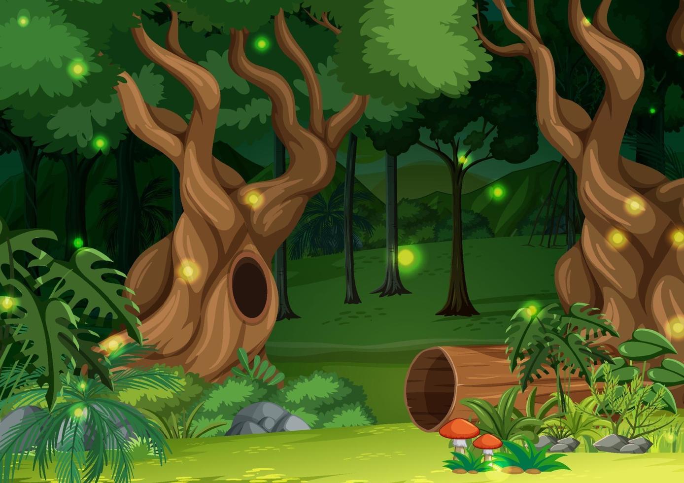 Enchanted forest landscape background vector