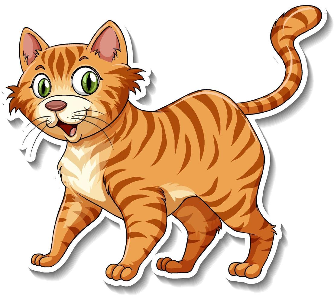 A sticker template of cat cartoon character vector