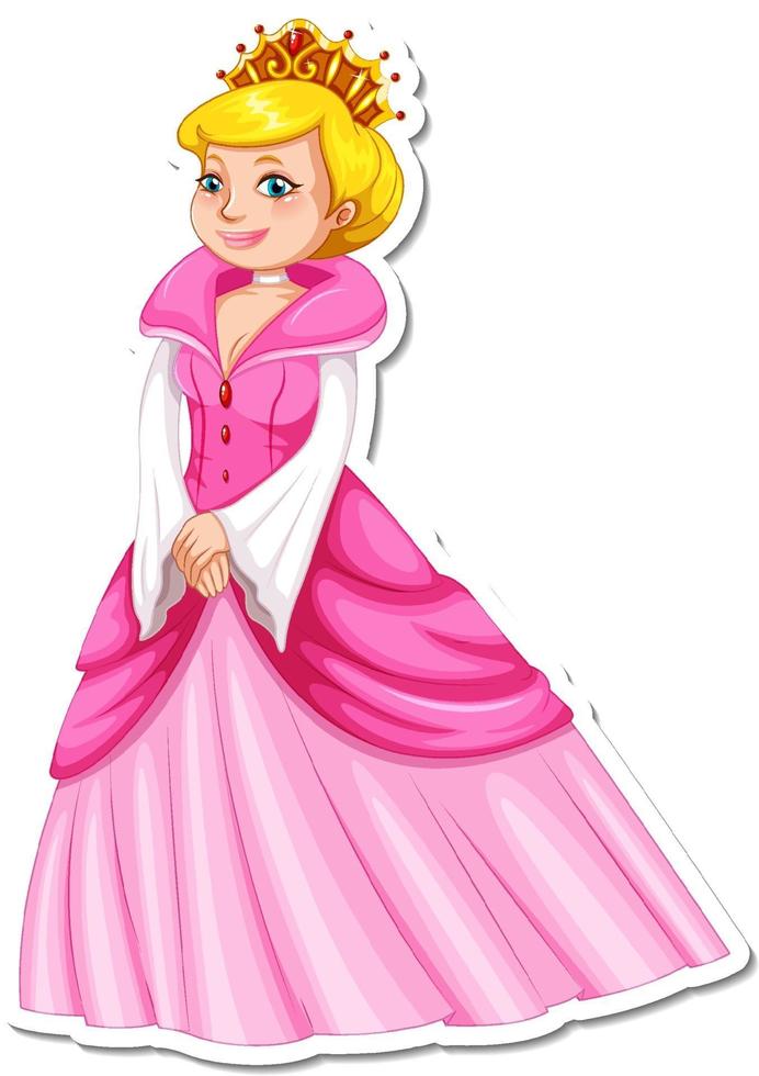 Beautiful princess cartoon character sticker vector