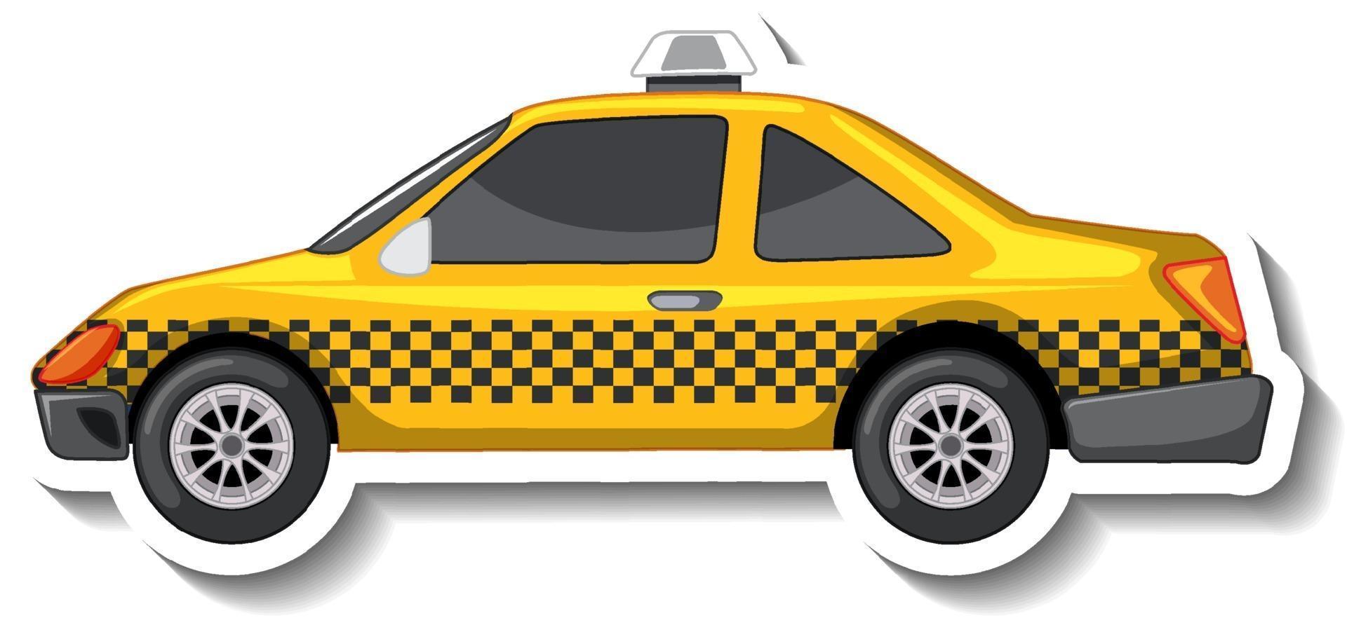 Diseño de etiqueta con vista lateral de un taxi aislado vector