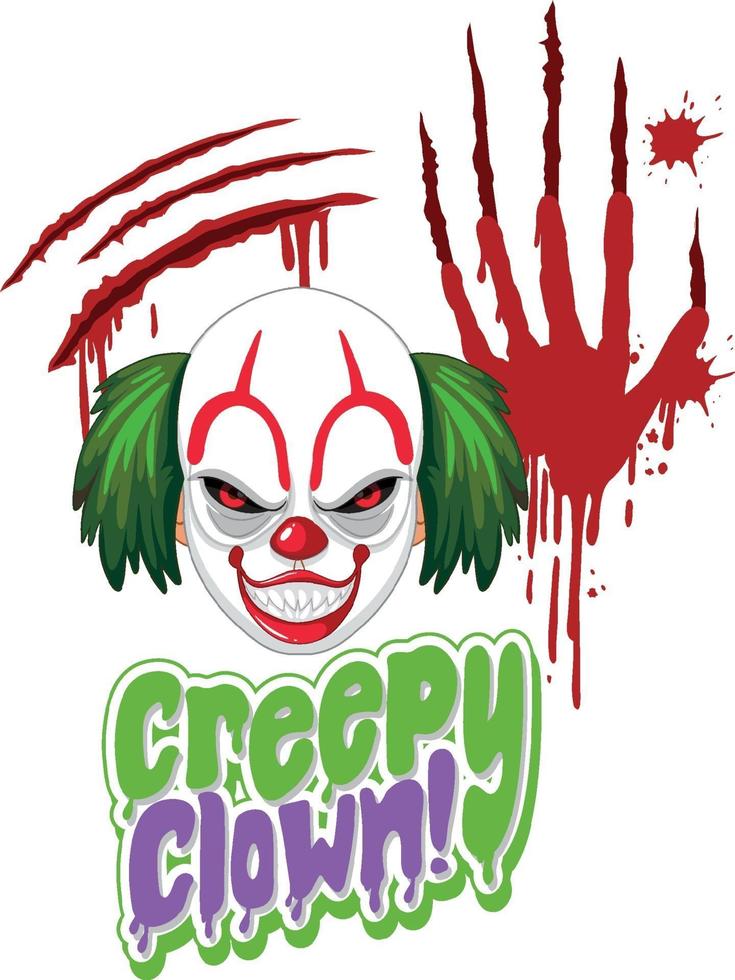 Cleepy Clown text design with scary clown vector