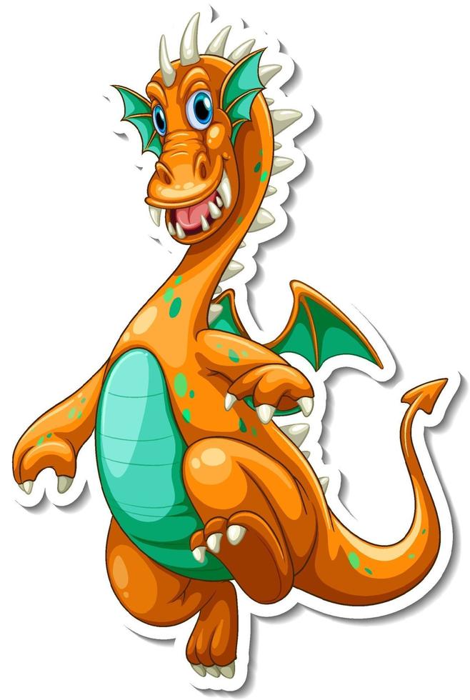etiqueta engomada linda del personaje de dibujos animados del dragón vector