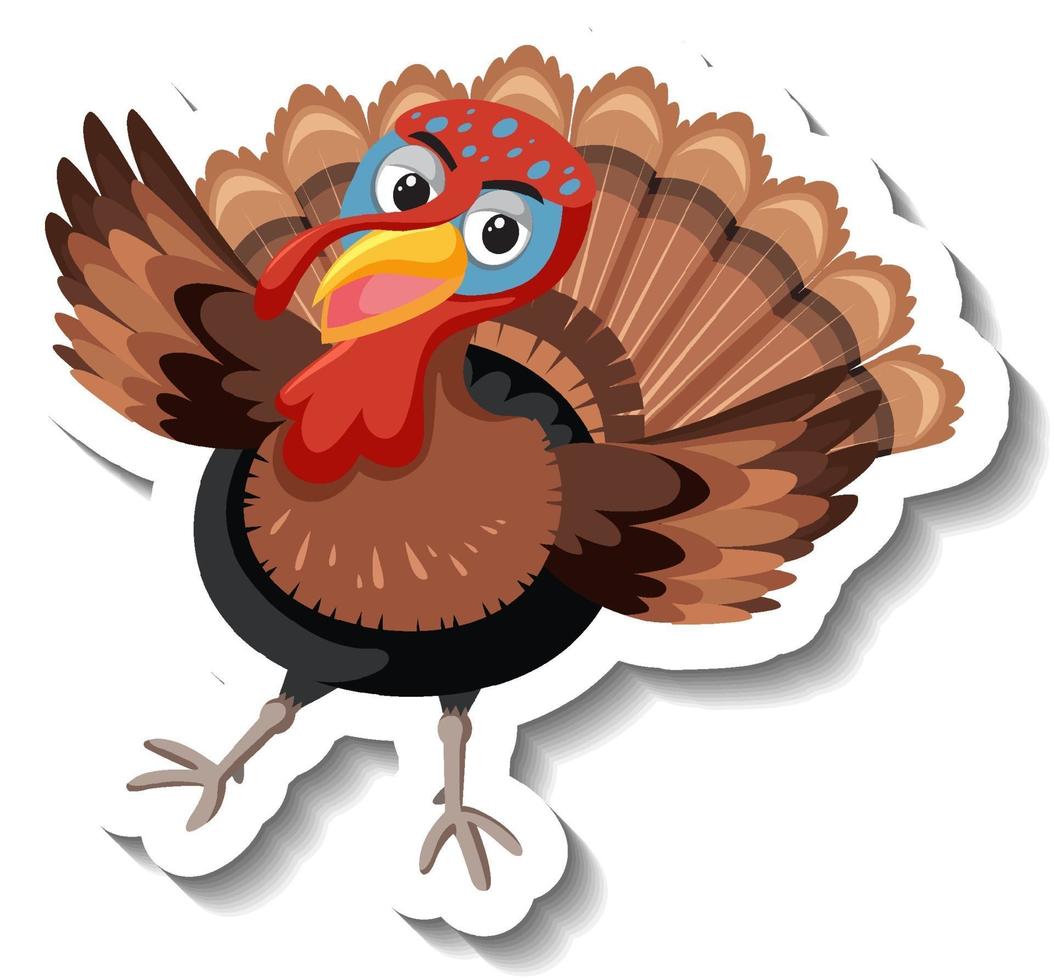 Isolated turkey sticker on white background vector