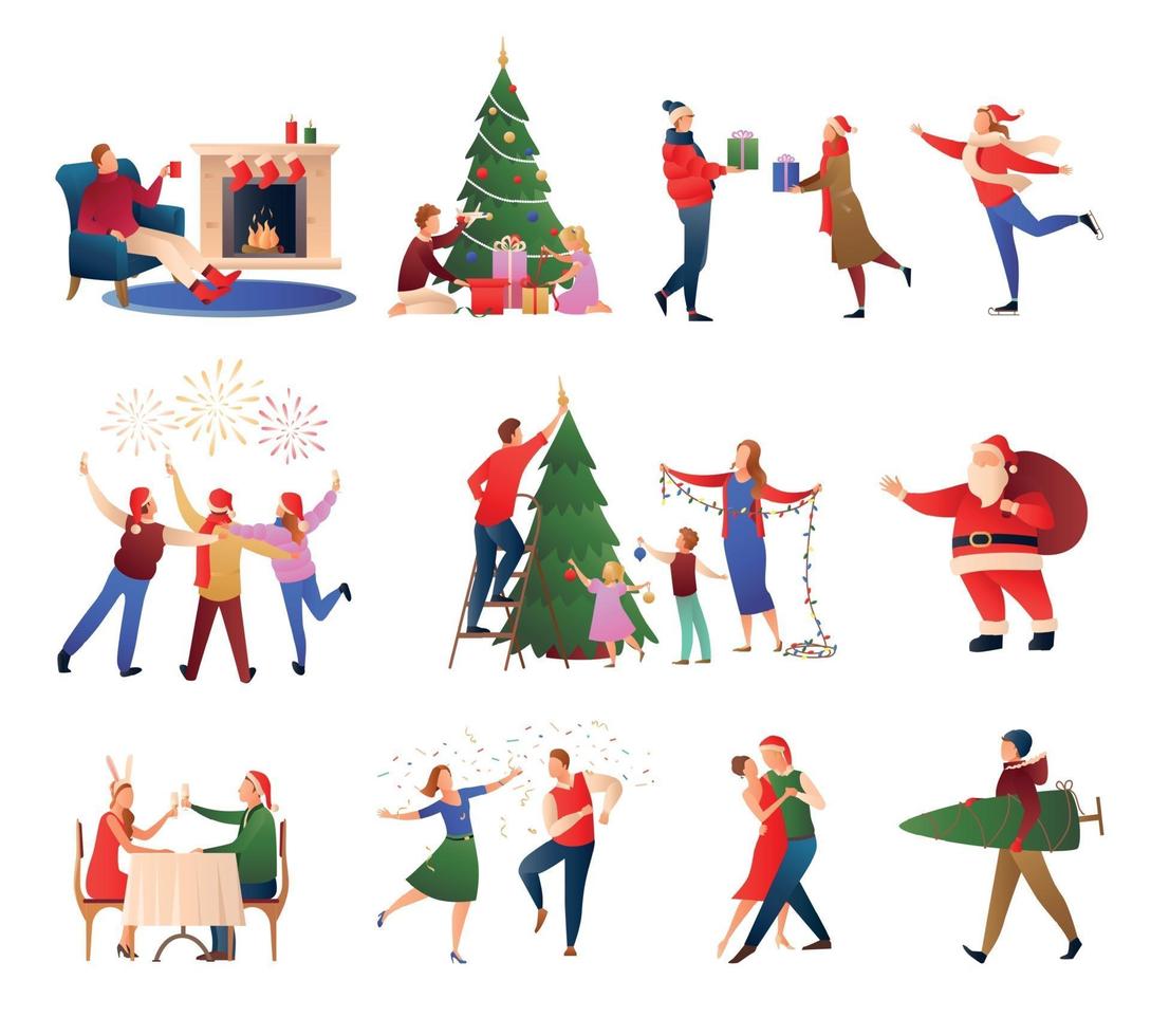 Christmas Flat Gradient Set vector