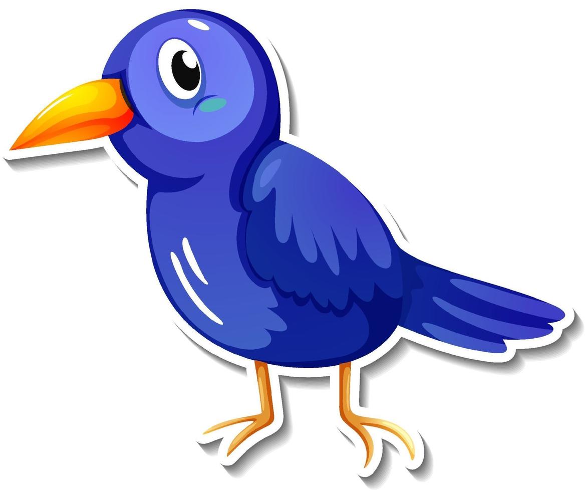 A cute blue bird cartoon animal sticker vector