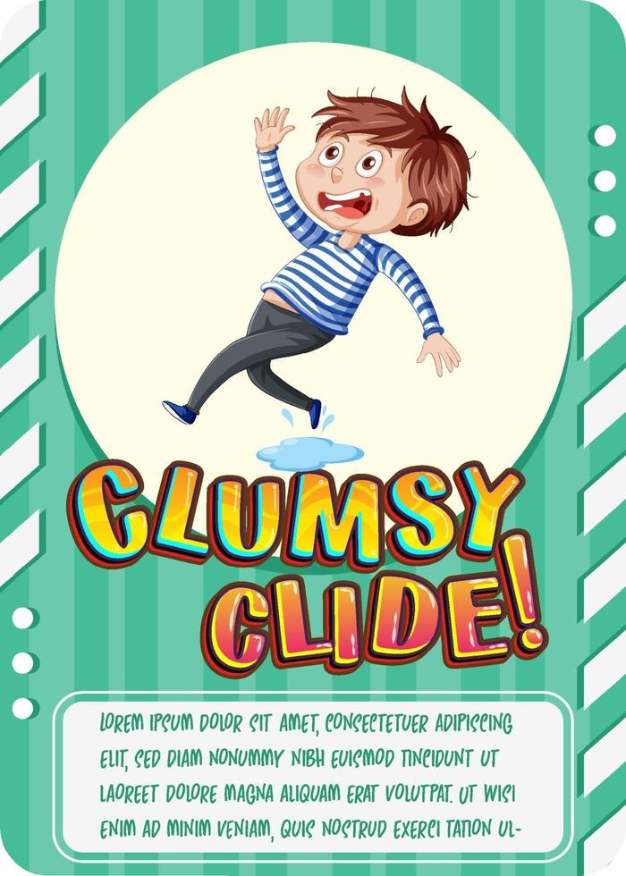 Character game card with word Clumsy Clide vector