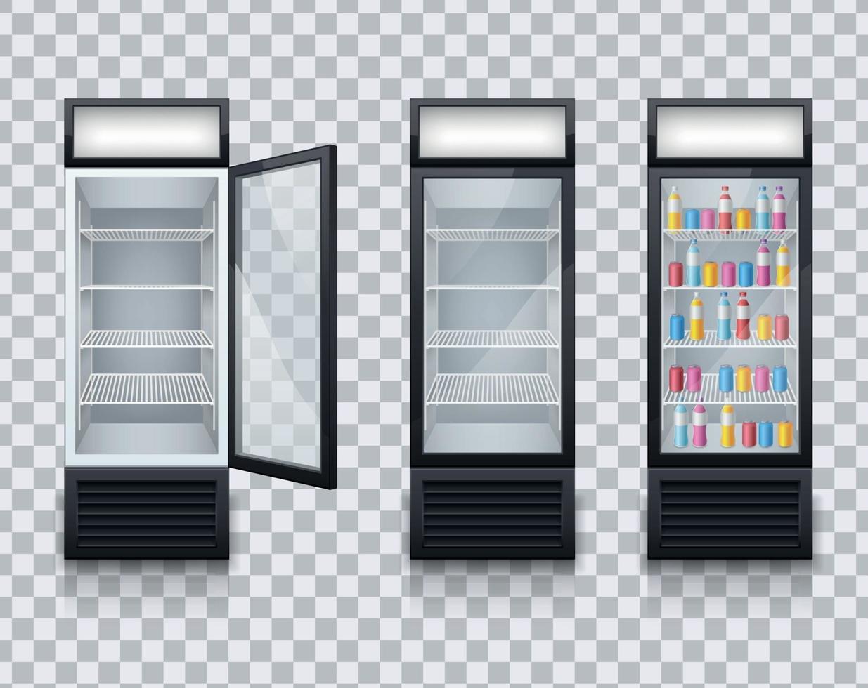 Drinks Fridges Realistic Transparent Set vector