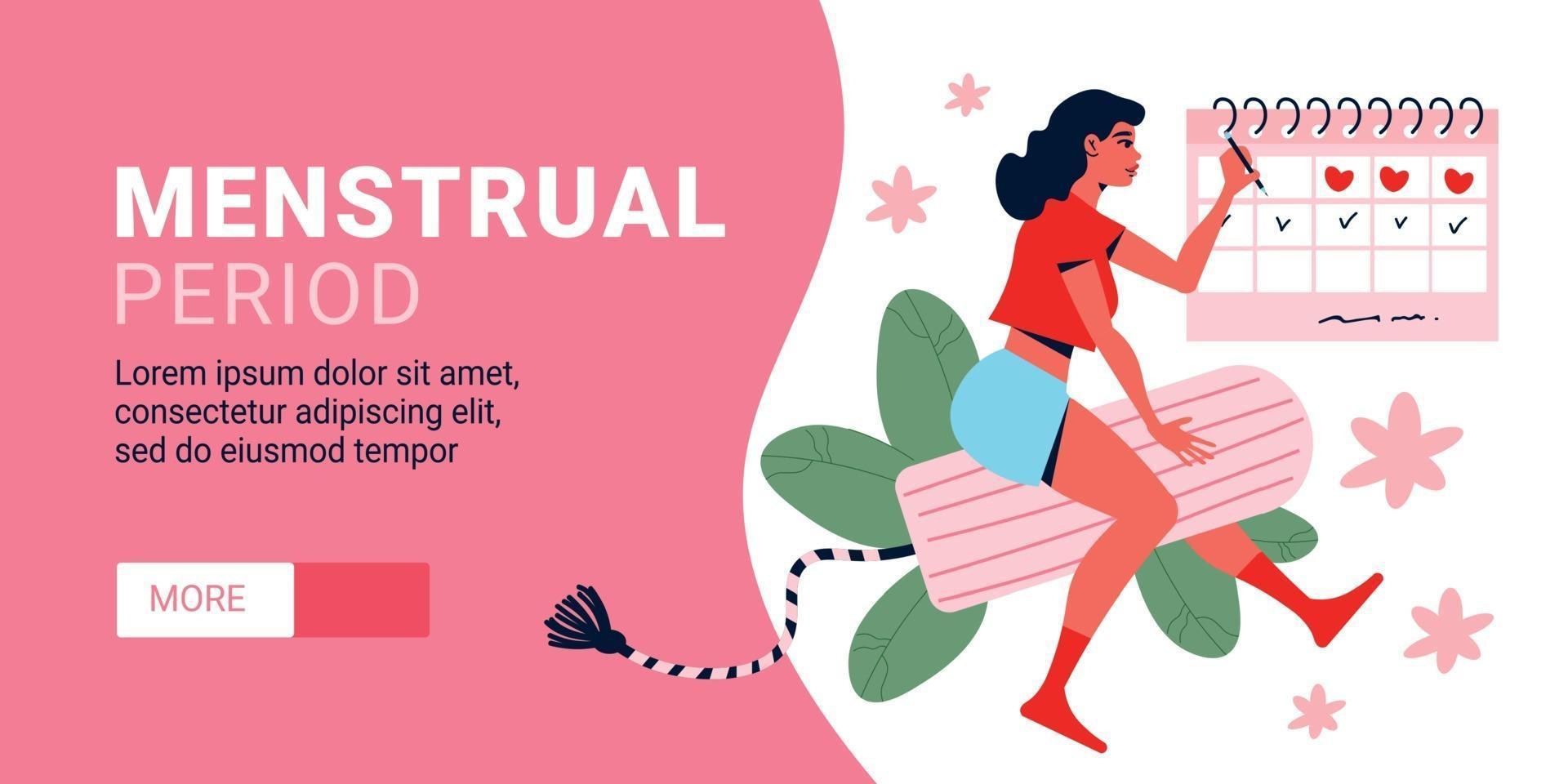 Menstrual Period Horizontal Banner vector