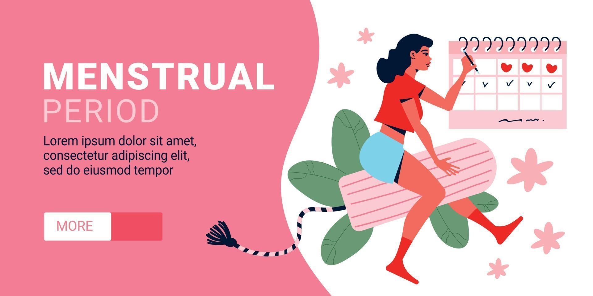 banner horizontal del período menstrual vector