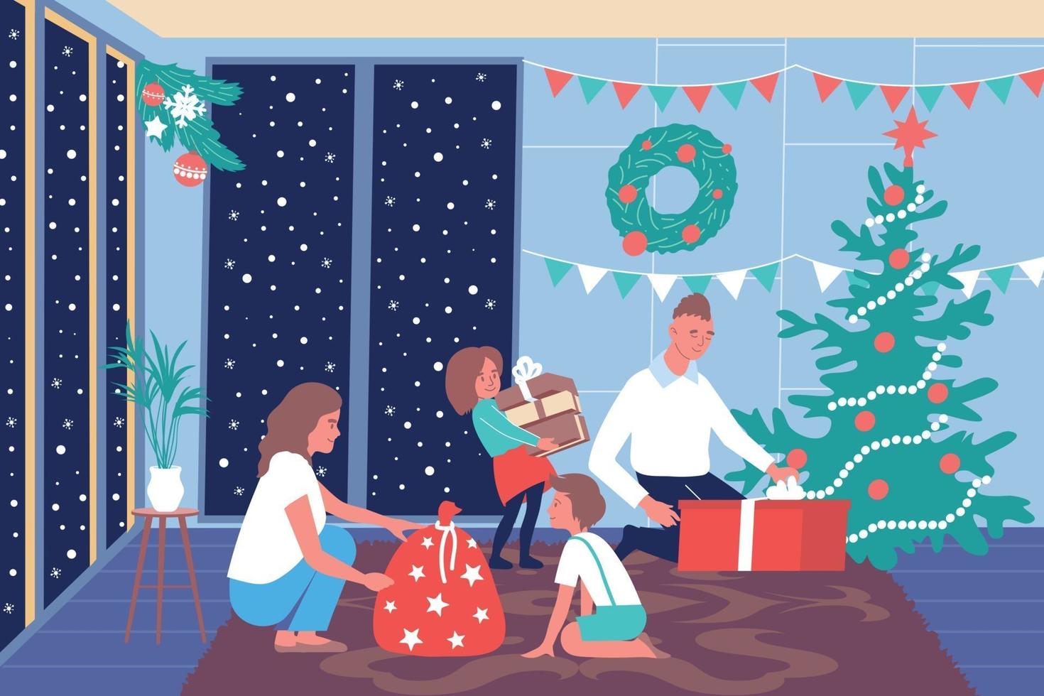 Christmas Family Home Composition 3422593 Vector Art at Vecteezy