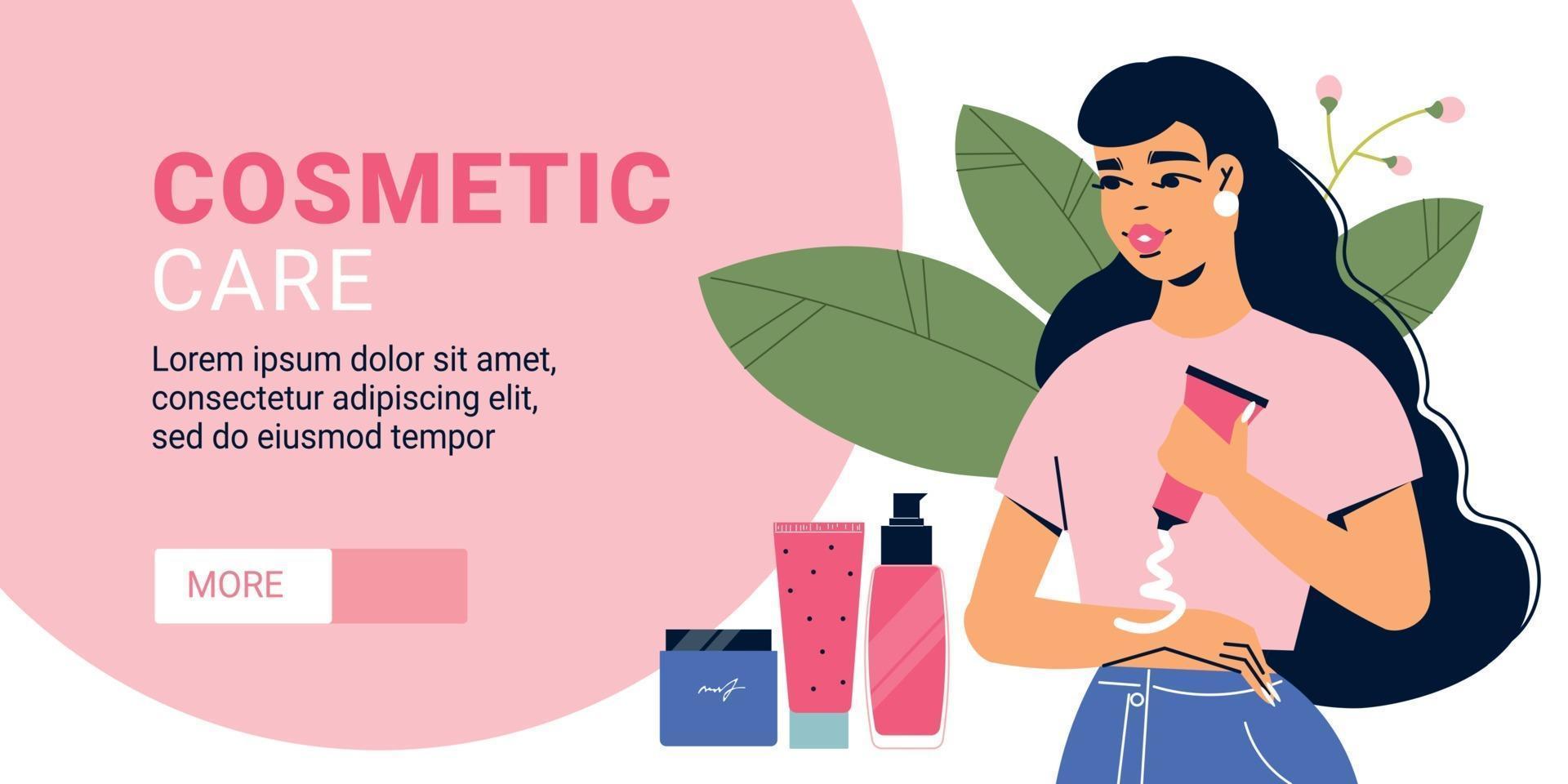 banner horizontal de cuidado cosmético vector