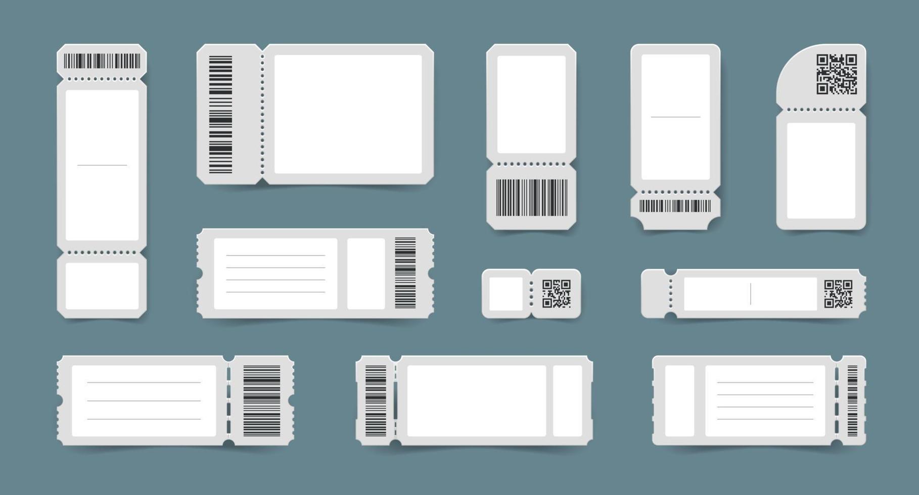 Barcode Tickets Mockup Set vector