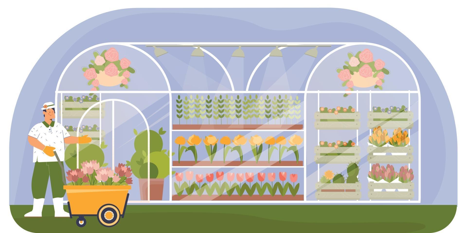 Plant Nursery Flat Composition vector