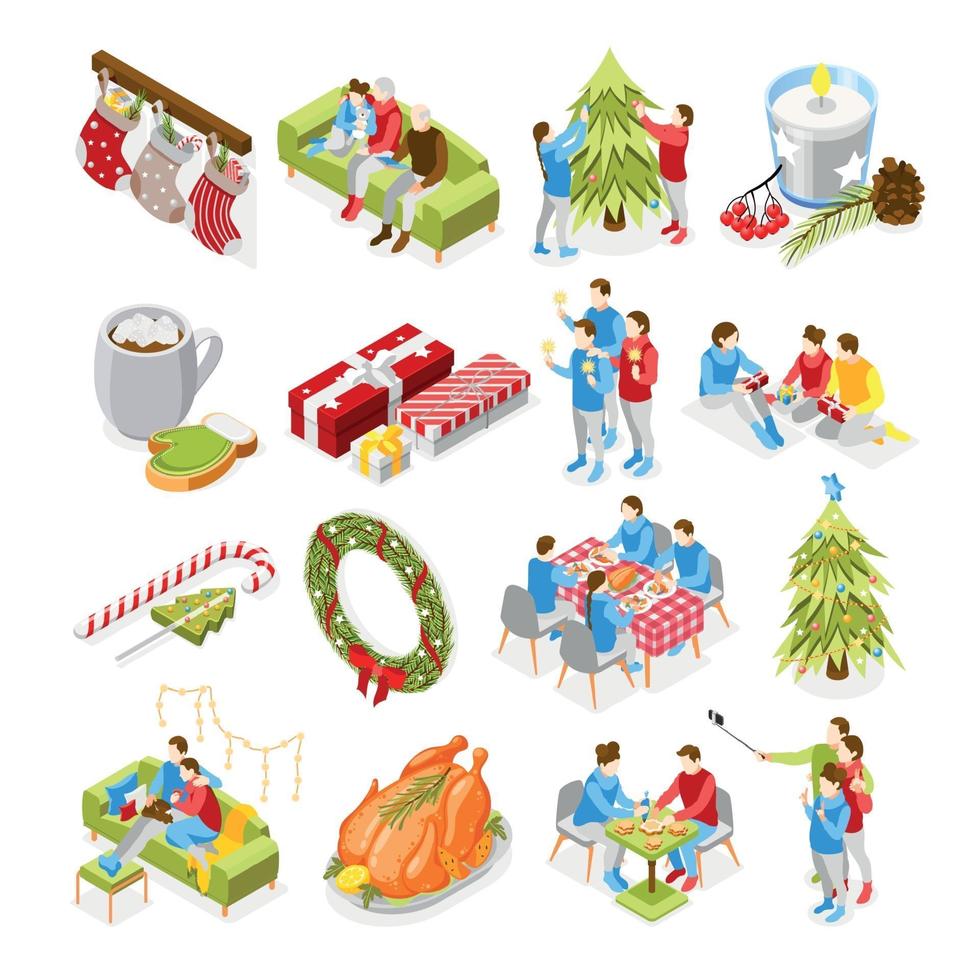 Christmas Mood Isometric Icons vector