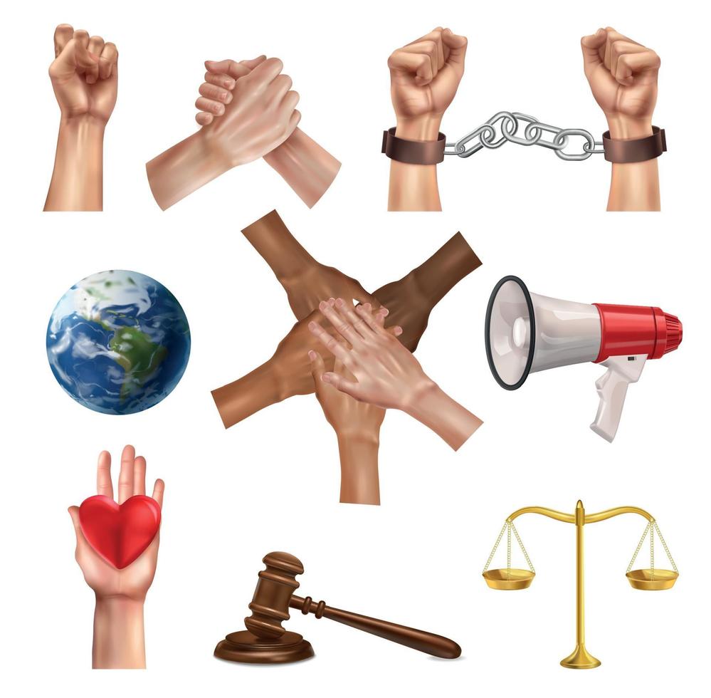 Social Justice Realistic Set vector