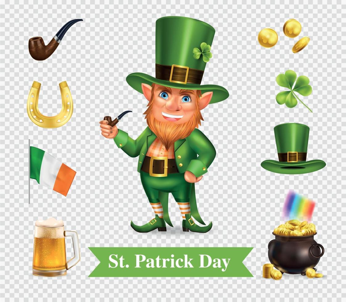 conjunto transparente del día de san patricio vector