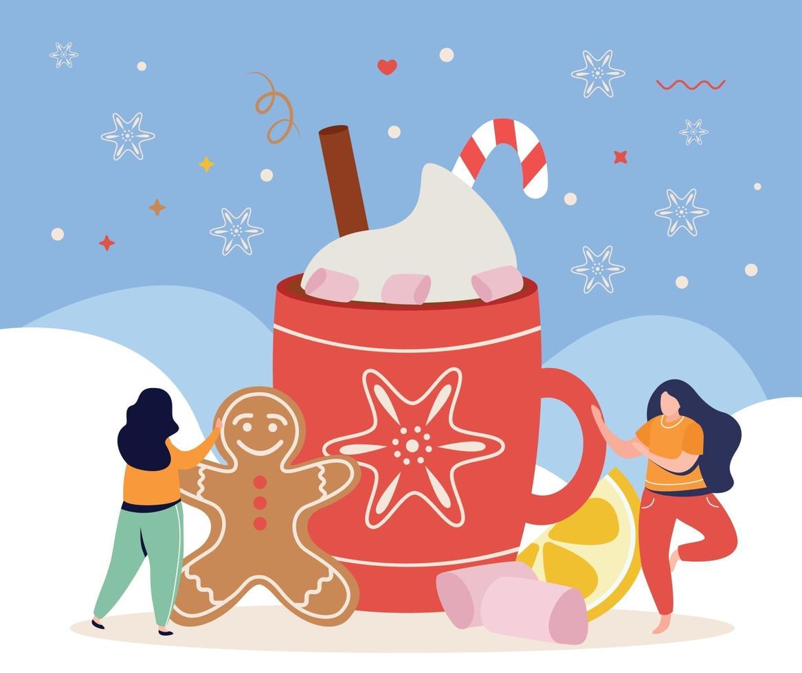 Flat Winter Happy Composition vector