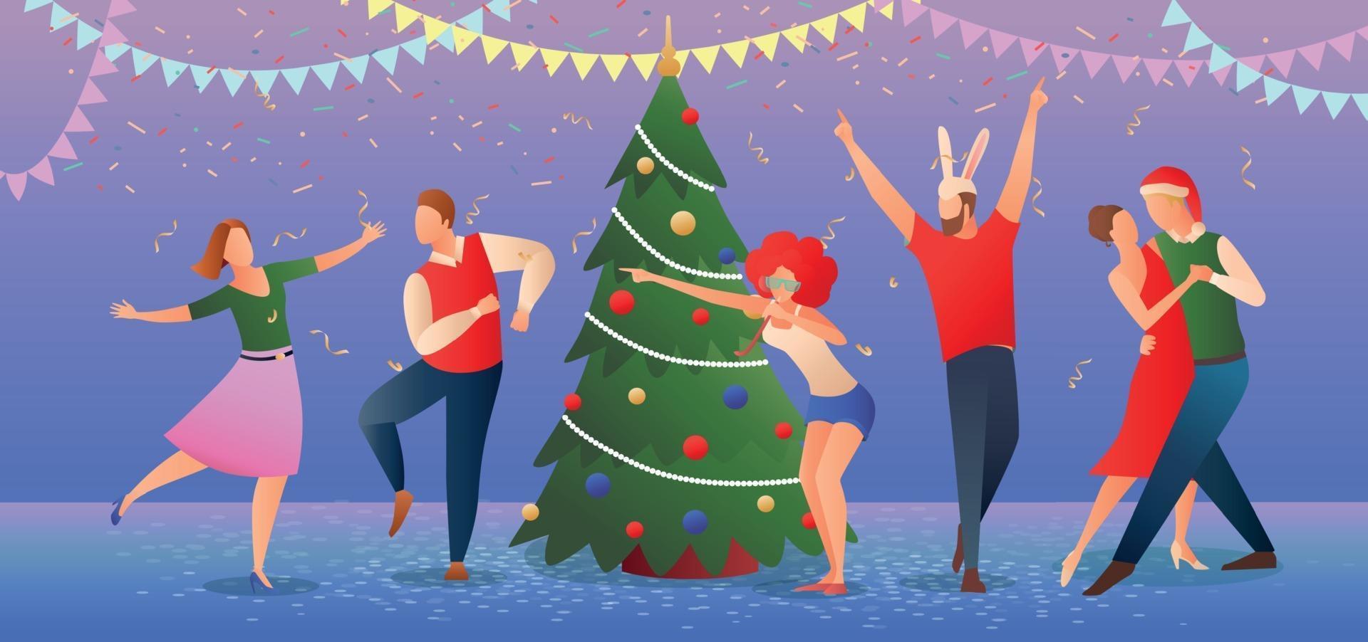 People celebrating Christmas vector
