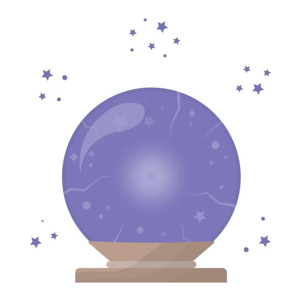 Magical crystal ball with stars on white background. vector