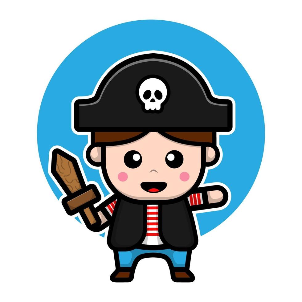 Cute pirate character design vector