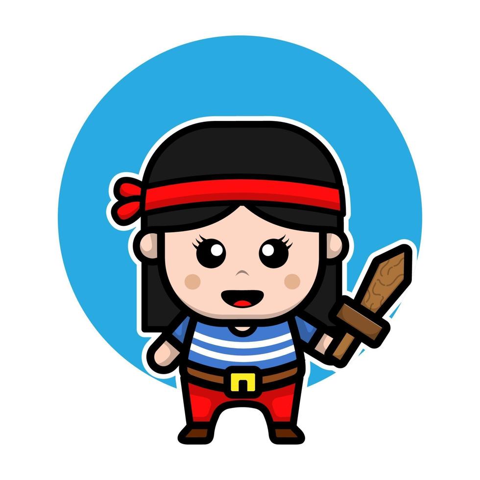 Cute pirate character design vector
