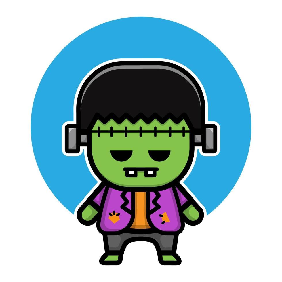 Design cute frankenstein mascot character vector