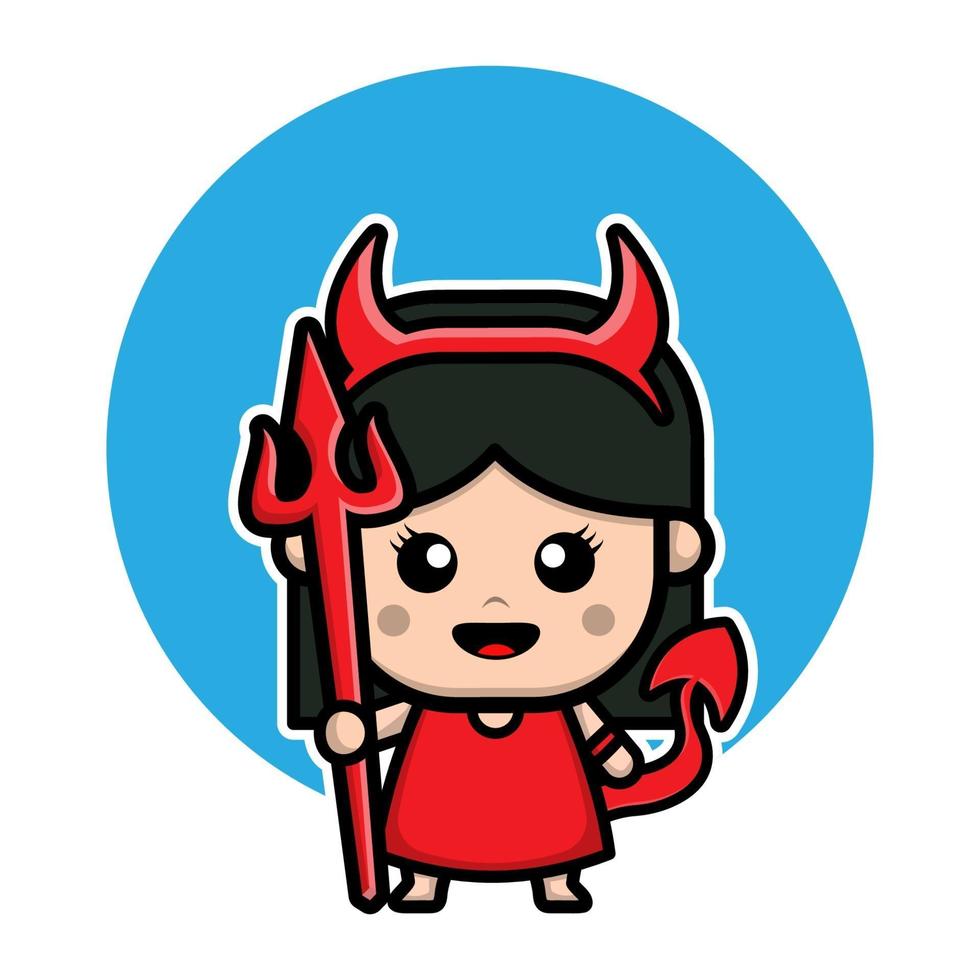 Cute girl wearing devil costume vector
