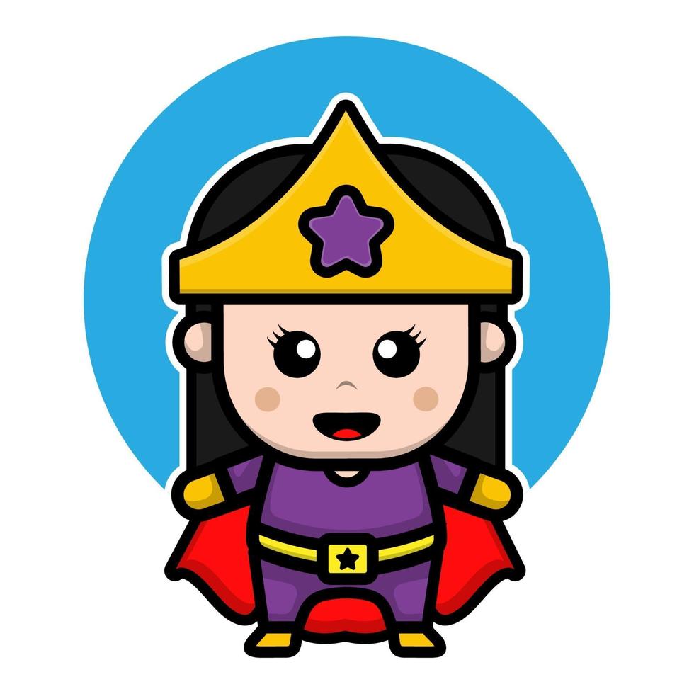 Cute super hero girl design cartoon illustration vector