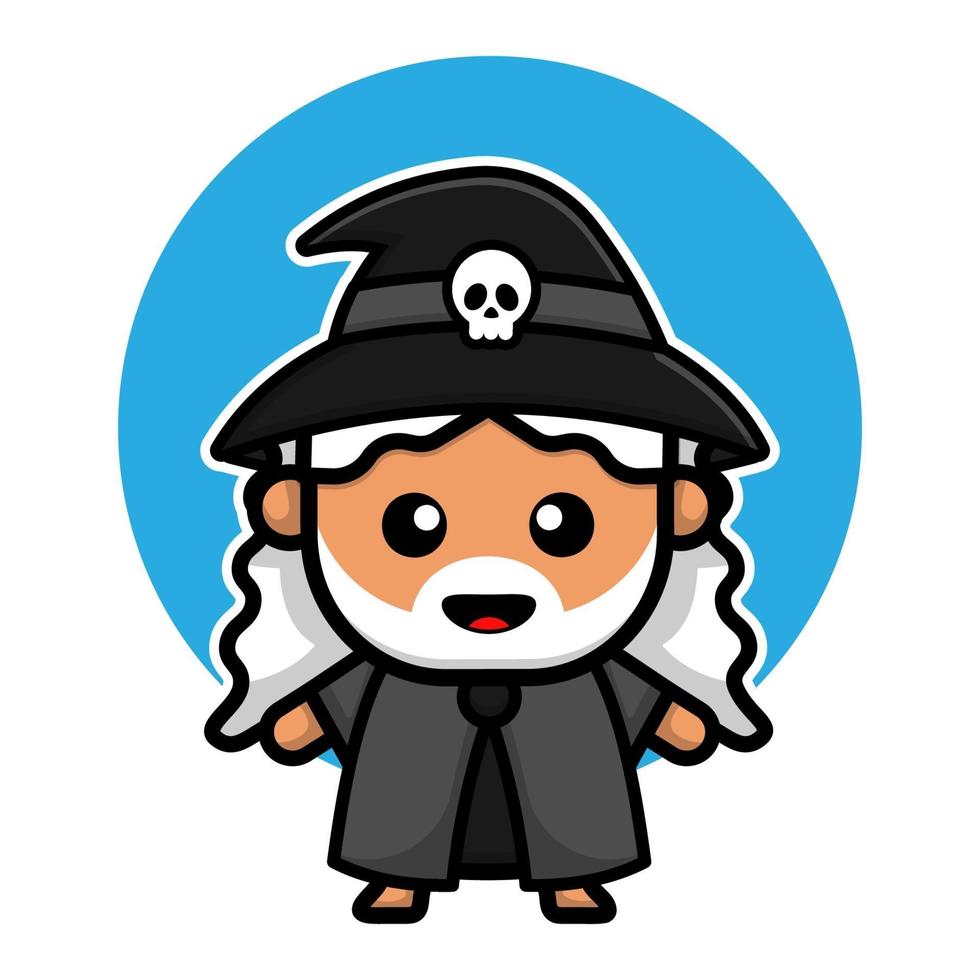 Cute witch cartoon character illustration. vector