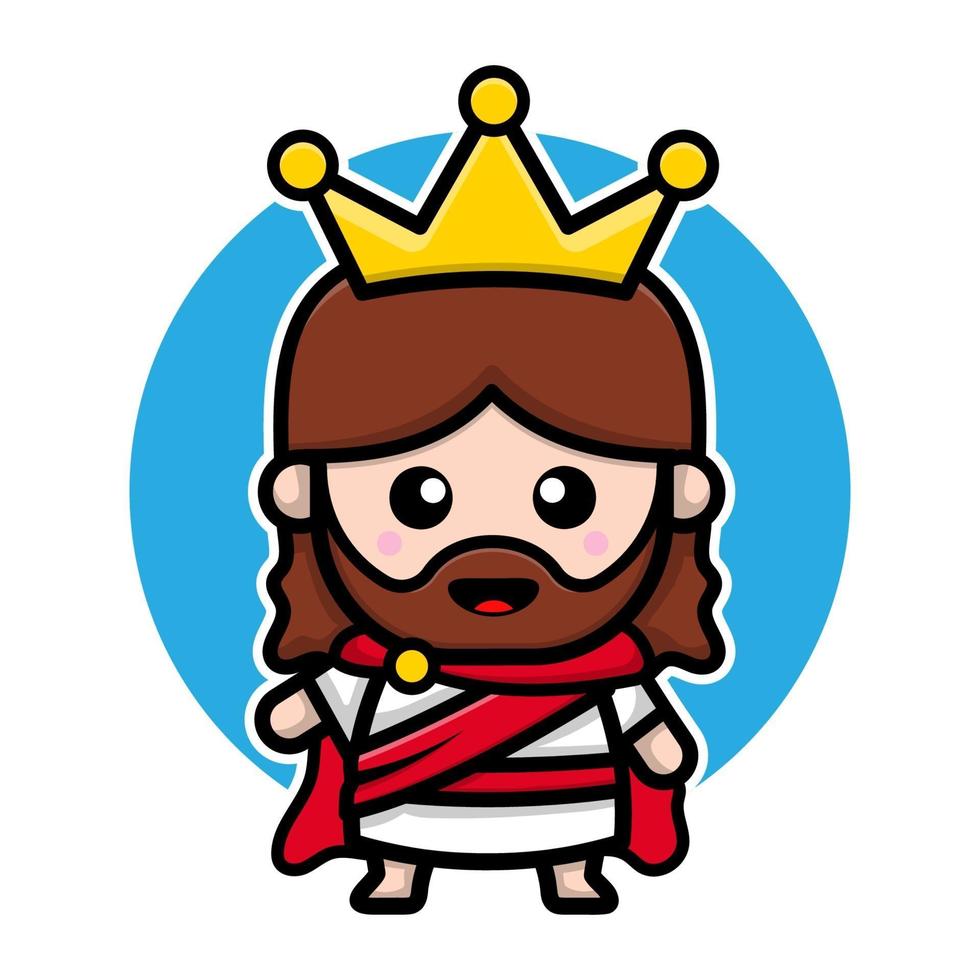 Cute jesus christ wearing a king's crown vector