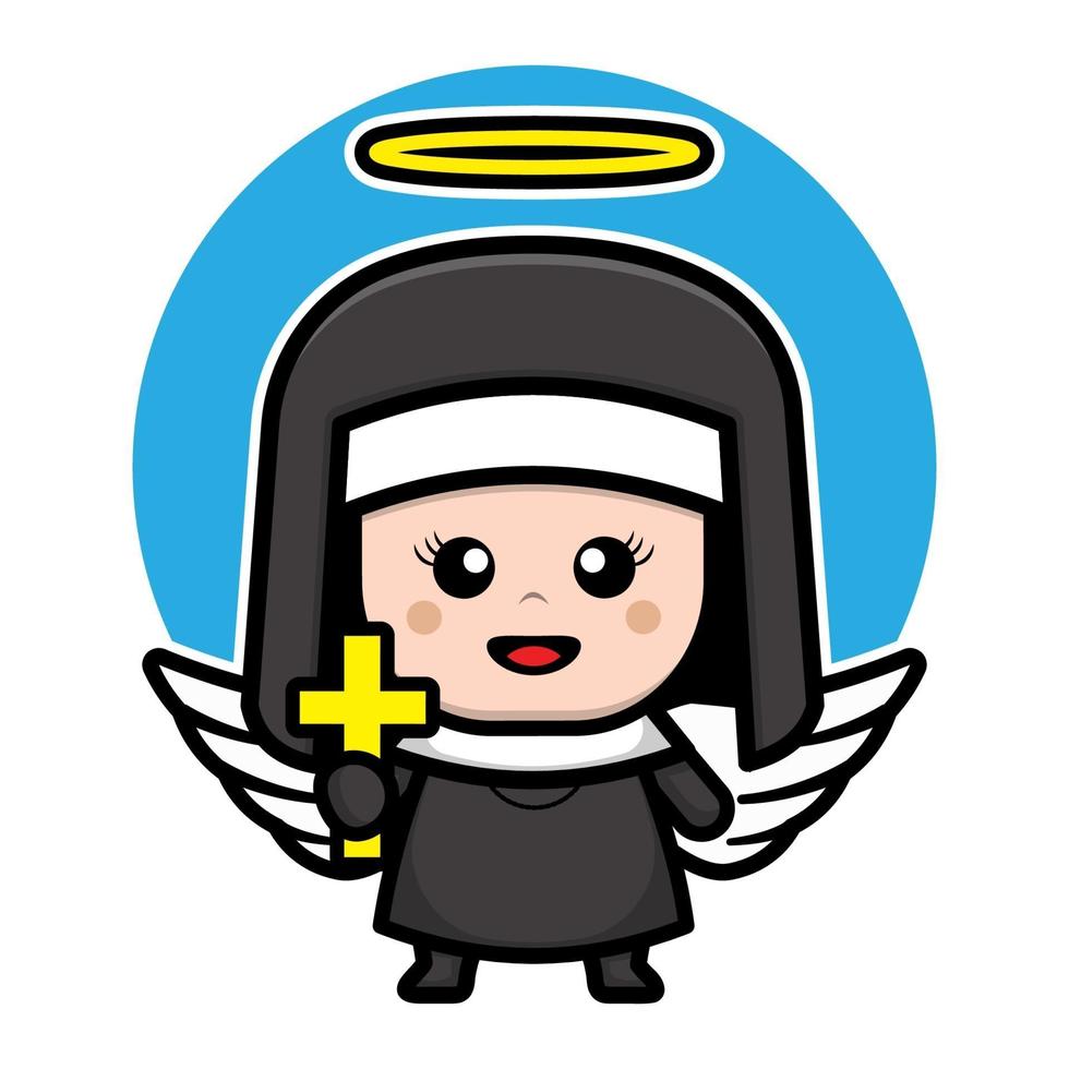 cute angel nun cartoon character vector