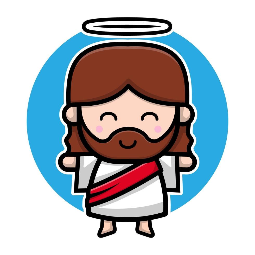 lindo personaje de dibujos animados de jesucristo vector