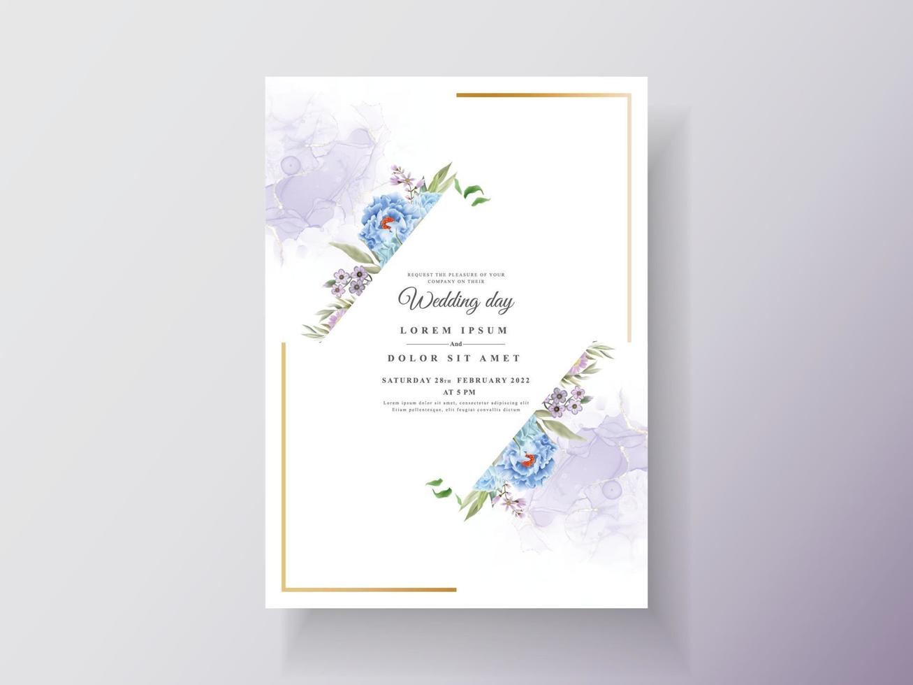 plantilla de invitaciones de boda dibujada a mano floral romántico vector