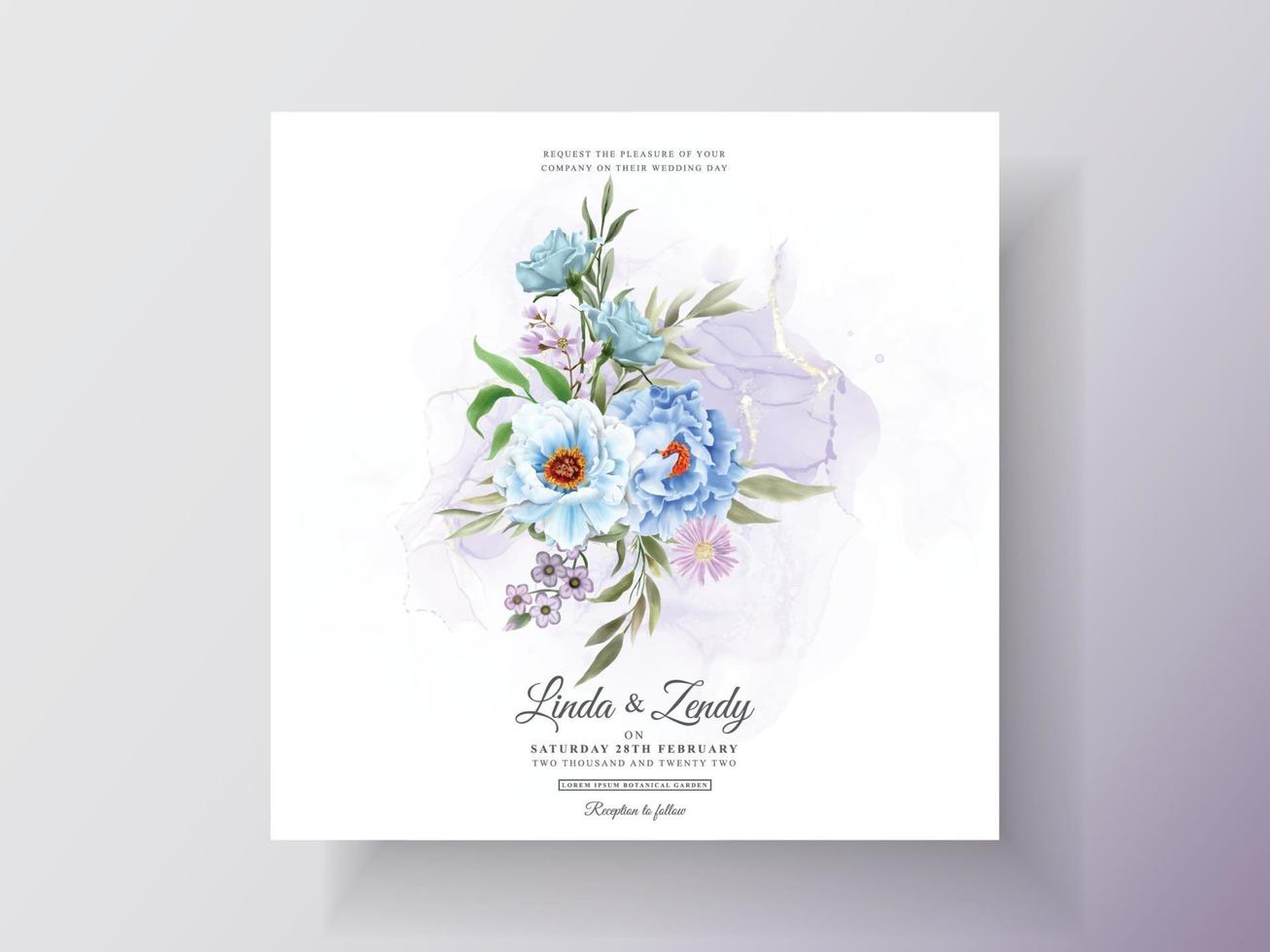 romantic floral hand drawn wedding invitations template vector