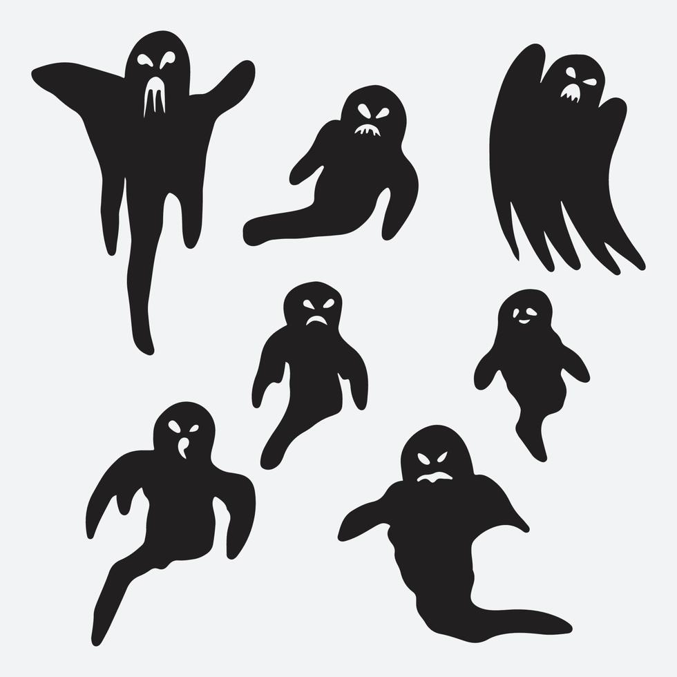 Halloween ghost silhouettes vector