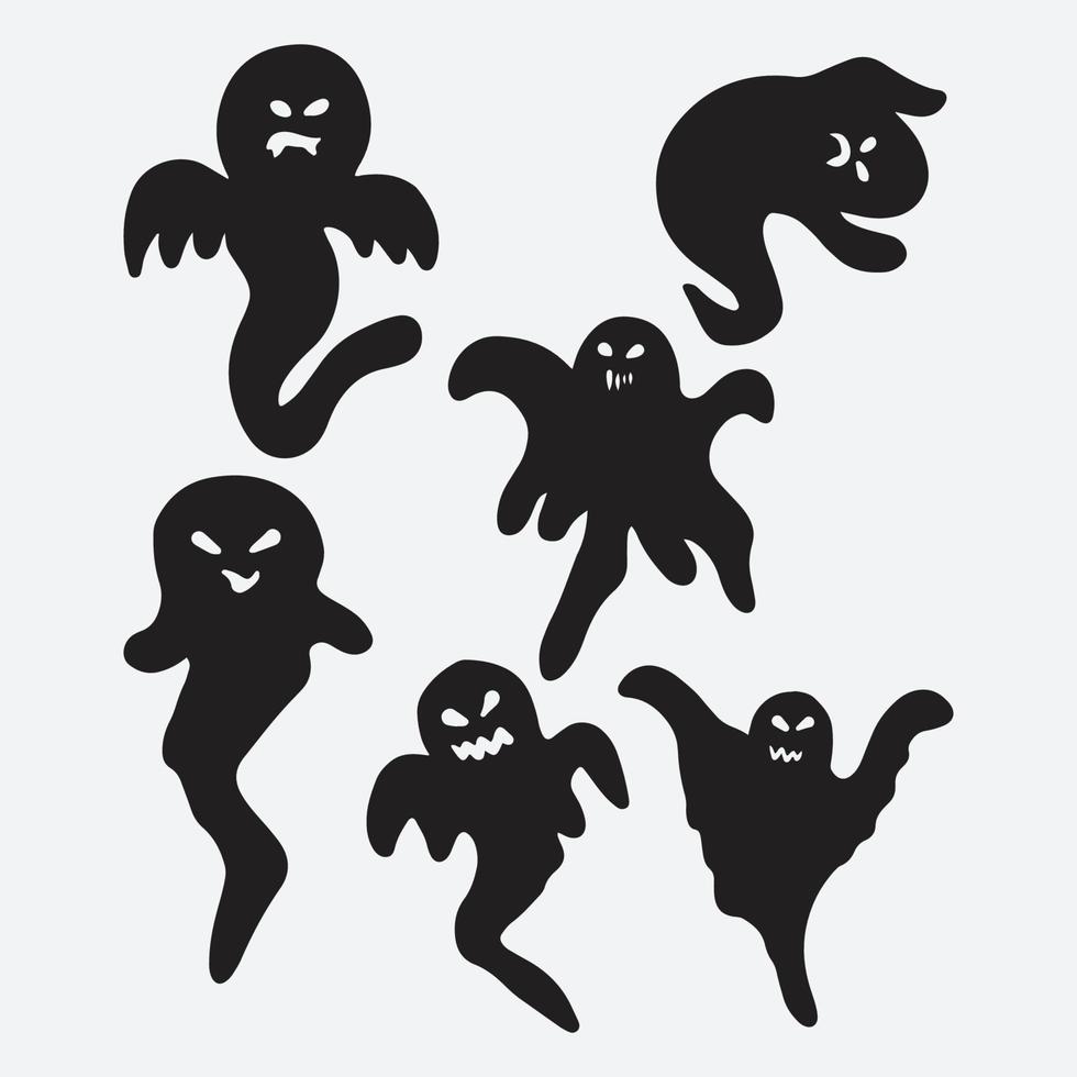 siluetas de fantasmas de halloween vector