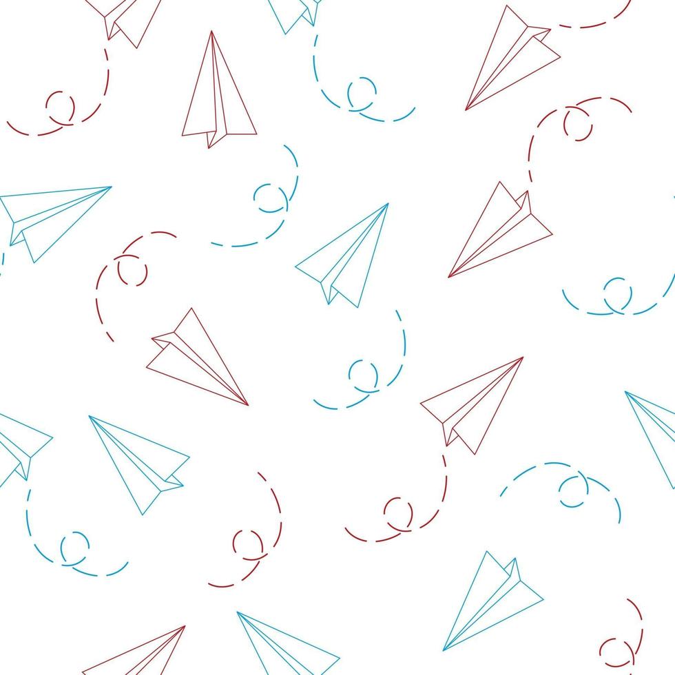 Seamless pattern with outline paper plane vector