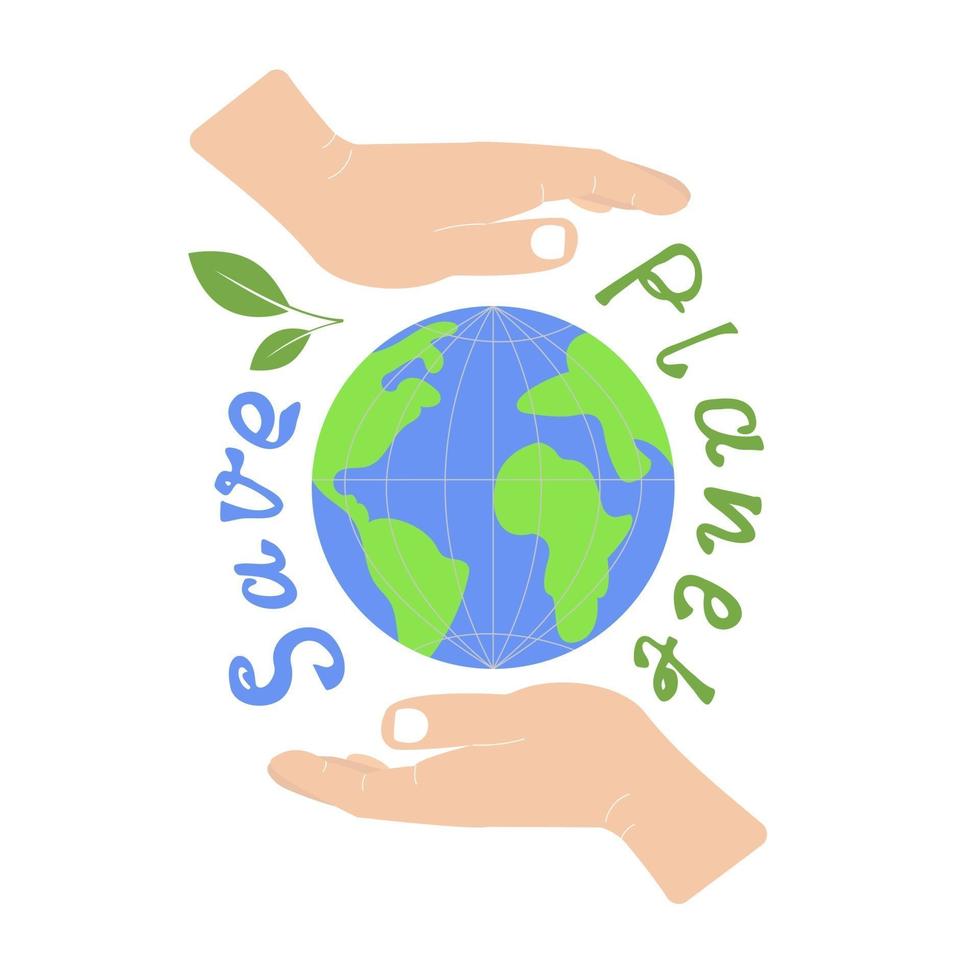 Save the planet concept with hands holding globe vector