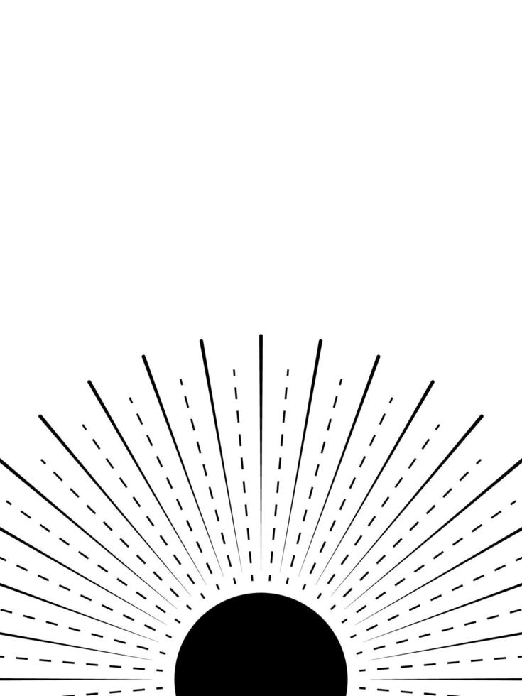 Sun rise black and white boho style vector