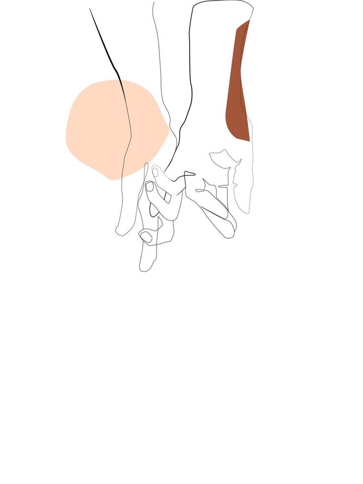Continuous line vector illustration of two hands
