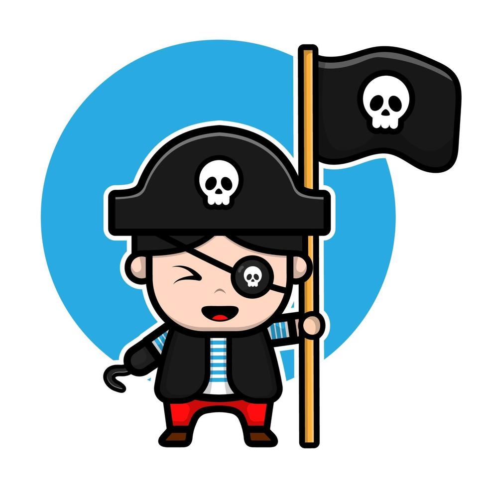 Cute pirate character design vector