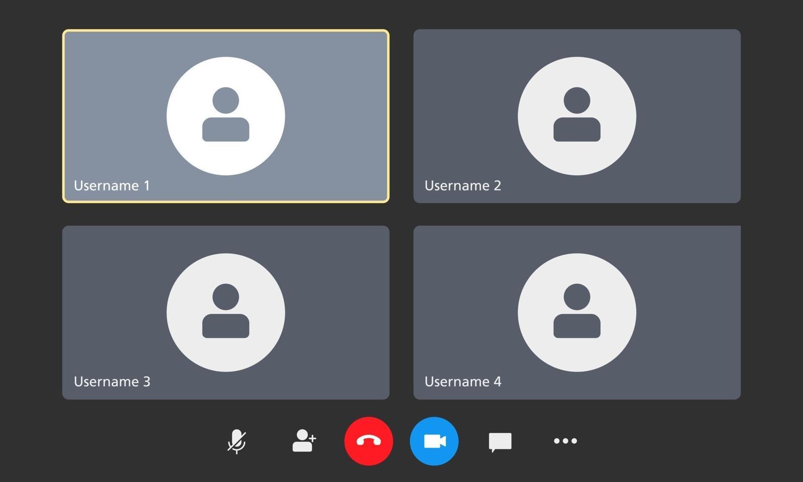 Flat vector illustration of video conference ui mockup.