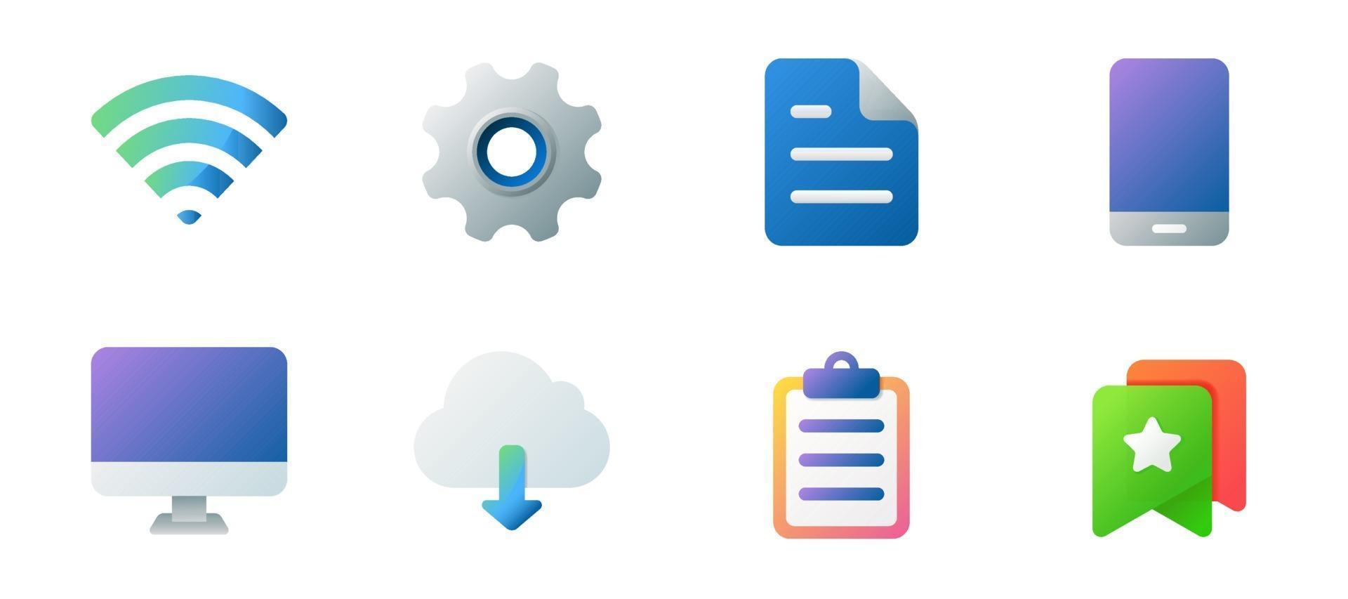 Colorful modern essential icon set. vector