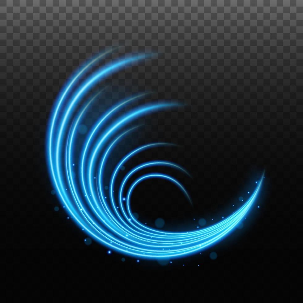 Abstract blue wavy line of light, isolated and easy to edit. Vector