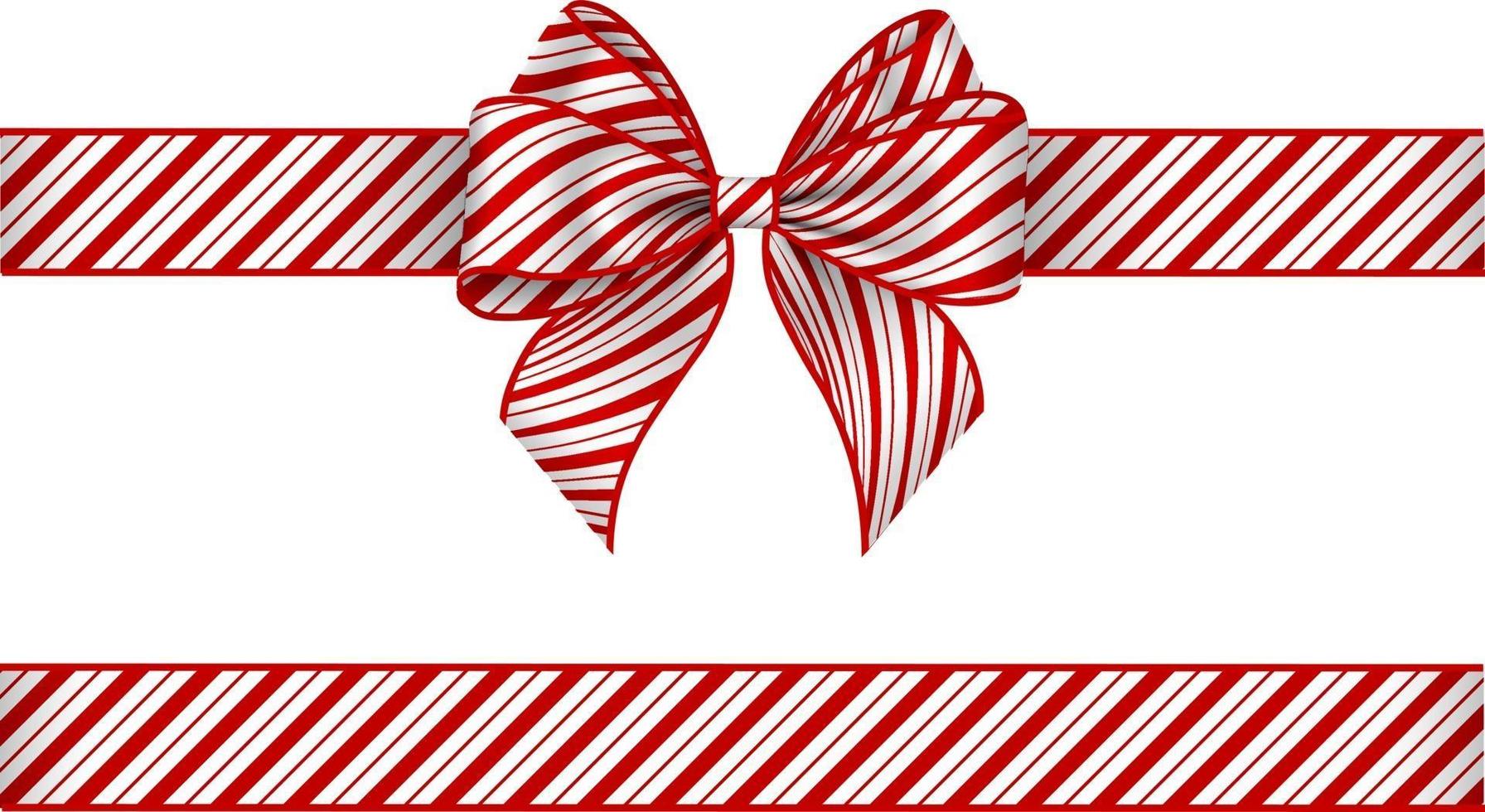 Christmas bow and ribbon with red stripes. bow with candy cane texture vector